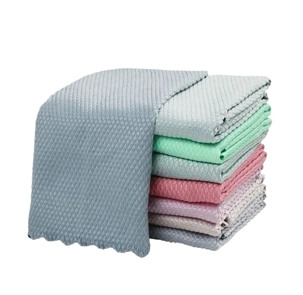 Jobaojiang 5/10pc Glass Cleaning Cloth Rag Lint-Free For Windows Car Kitchen Mirror No Trace Reusable Fish Scale Rag Polishing(5PC)
