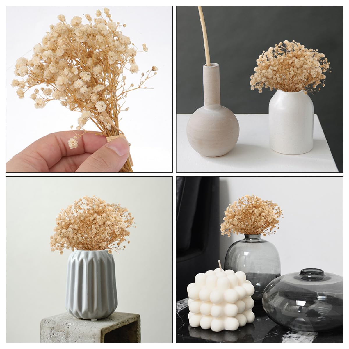 Housoutil Babysbreath Bouquet Delicati 10 Mazzi di Fiori Secchi Realistici Beige senza Manutenzione Decorazione per Tavoli e Davanzali per Casa e Caffè