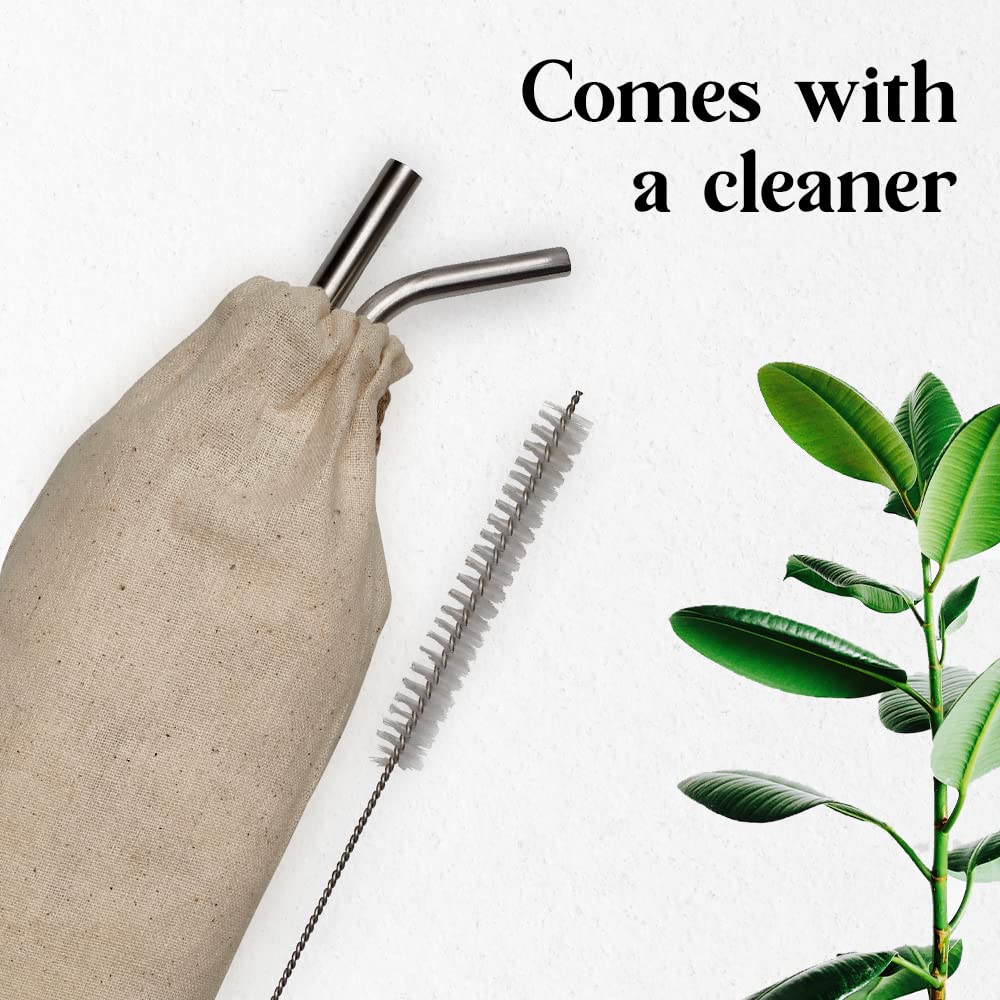 Sarveda Stainless Steel Straws | Re-usable & Eco-Friendly Suitable for Kids & Adults (Pack of 2) 3