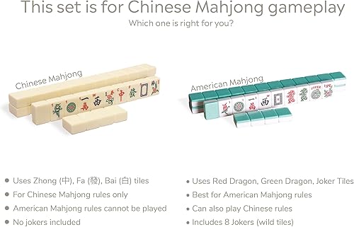 Miniatura 44 de Yellow Mountain Imports - Set de Mahjong chino, marfil clásico, con 146 fichas pequeñas de color marfil, estuche de vinilo, indicador de viento