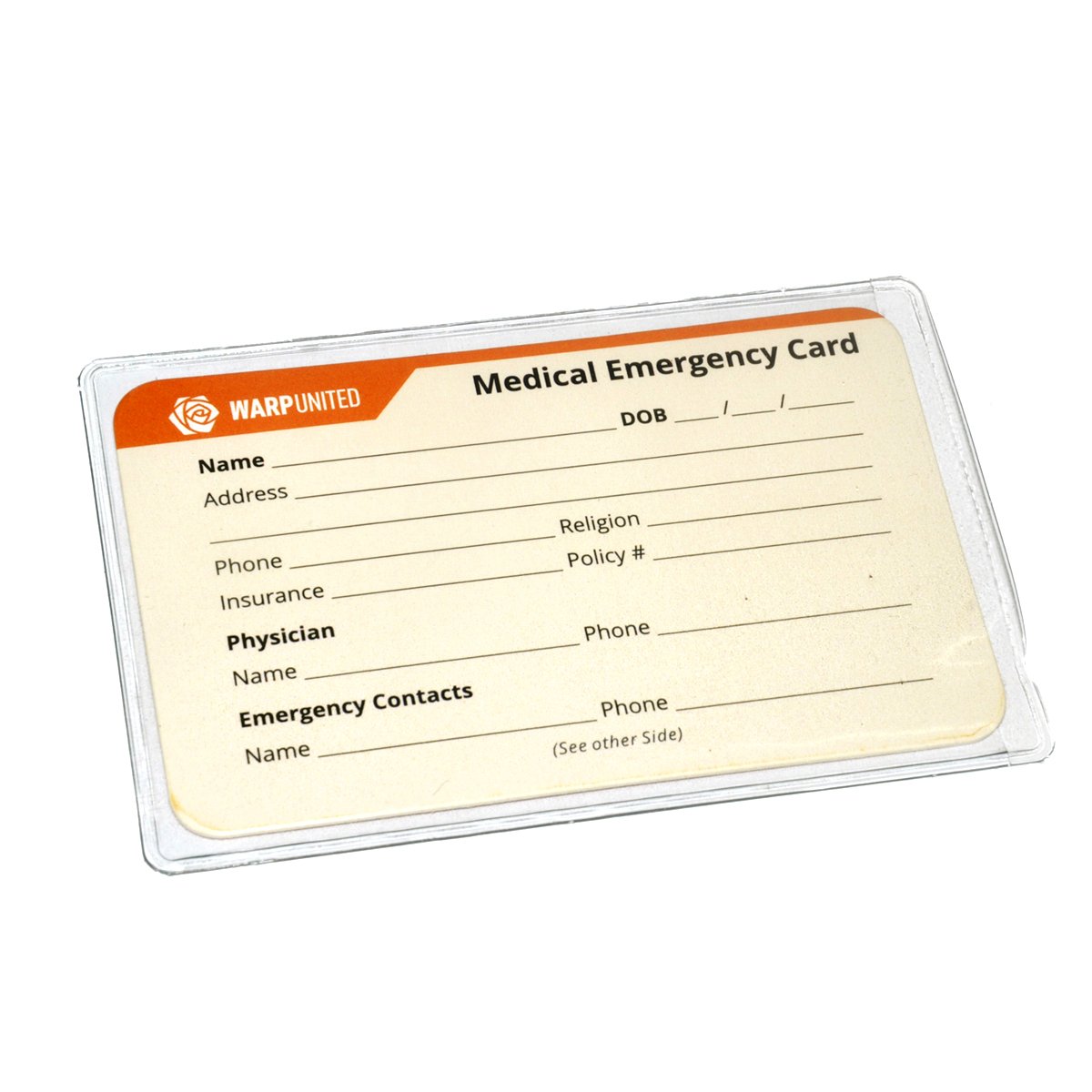 5-Pack Designer Medical Information Alert Emergency ID Card Stock 40pt Paper with Sheath 2.1 x 3.4 inch Credit Card Size for Wallet