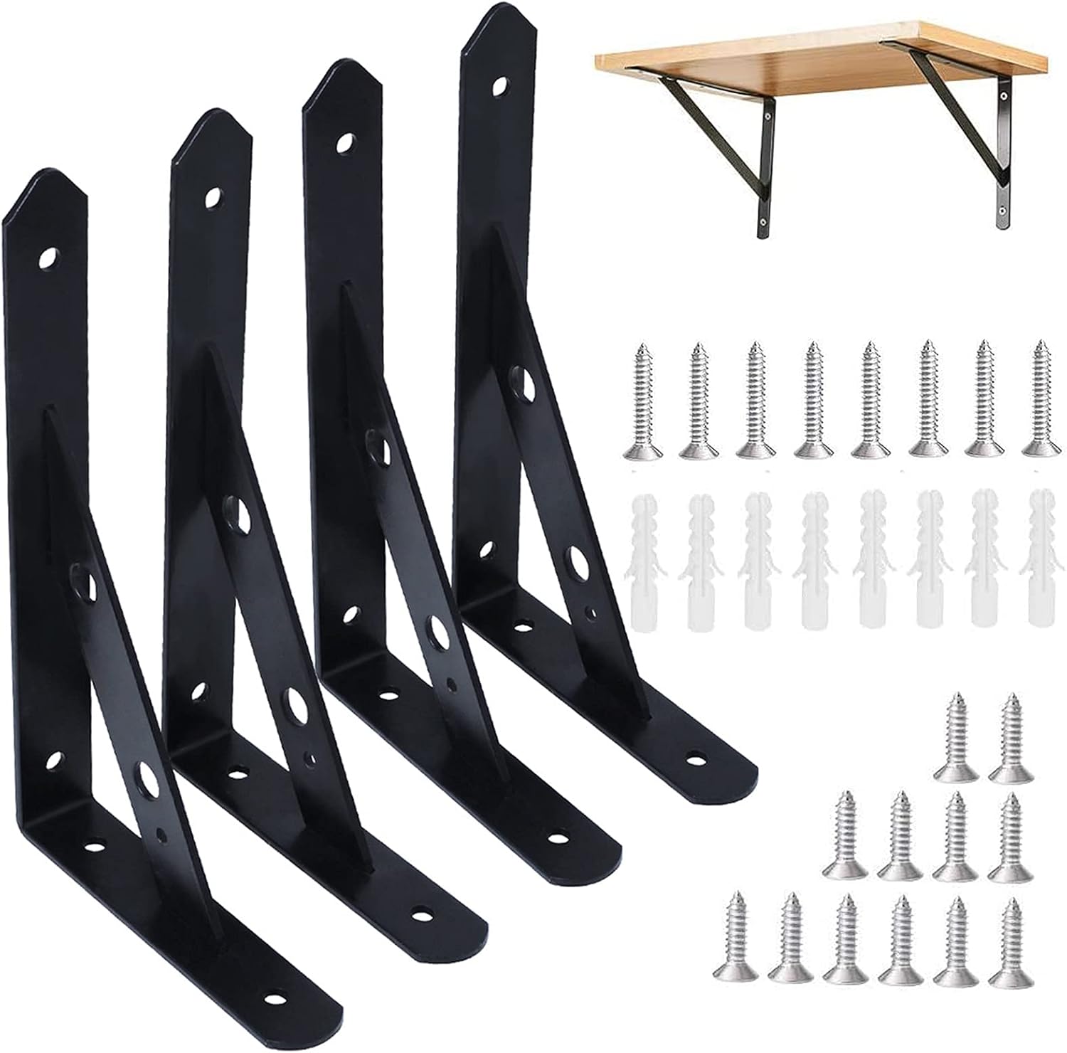 Heavy Duty Shelf Brackets 4 Pack 8inch Wall Mounted Shelf Brackets Iron