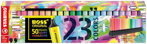 Image of STABILO BOSS Chisel Point Original Highlighter Set, 50th Anniversary Desk Set, 23-Colors, multicolor (EO7023-01-5)