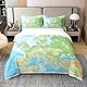 100% Natürliche Baumwolle Weltkarte Tröster Abdeckung 155x220,Blauer Ozean Bettwäsche Set für Kinder,Karte von Verschiedenen Ländern Bettbezug Abstrakte Kunst Quilt Cover Atmungsaktive Zimmer Dekor