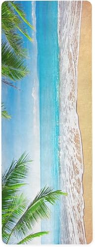 ALAZA Esterilla de yoga antideslizante con estrellas de mar y conchas marinas en la arena en la playa, esterilla de ejercicio para yoga, pilates y