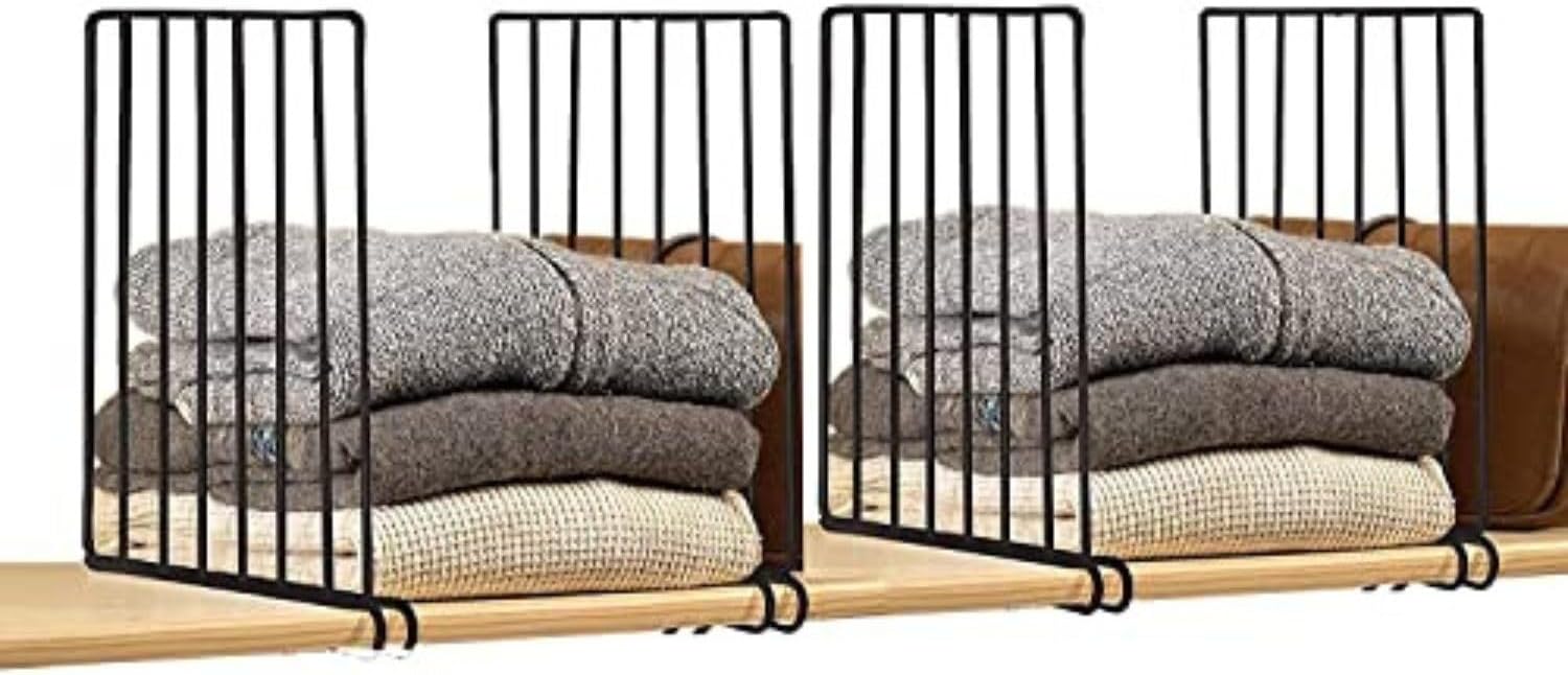 Closet Shelf Divider Organizer Rack Storage Counter Storage Cupboard, Cabinet, Bookshelf, Office Desk, Wardrobe (Assorted Colour : Black, 31 x 26 x 3.5cm, Floating Shelves Set of 4 (Black)