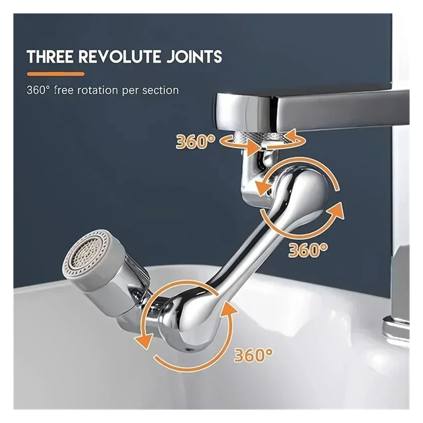 Estensore per rubinetto multifunzione girevole Aeratore Adattatore per lavello da cucina Rubinetto da bagno Braccio robotico girevole Universale (1080 Doppia modalità)