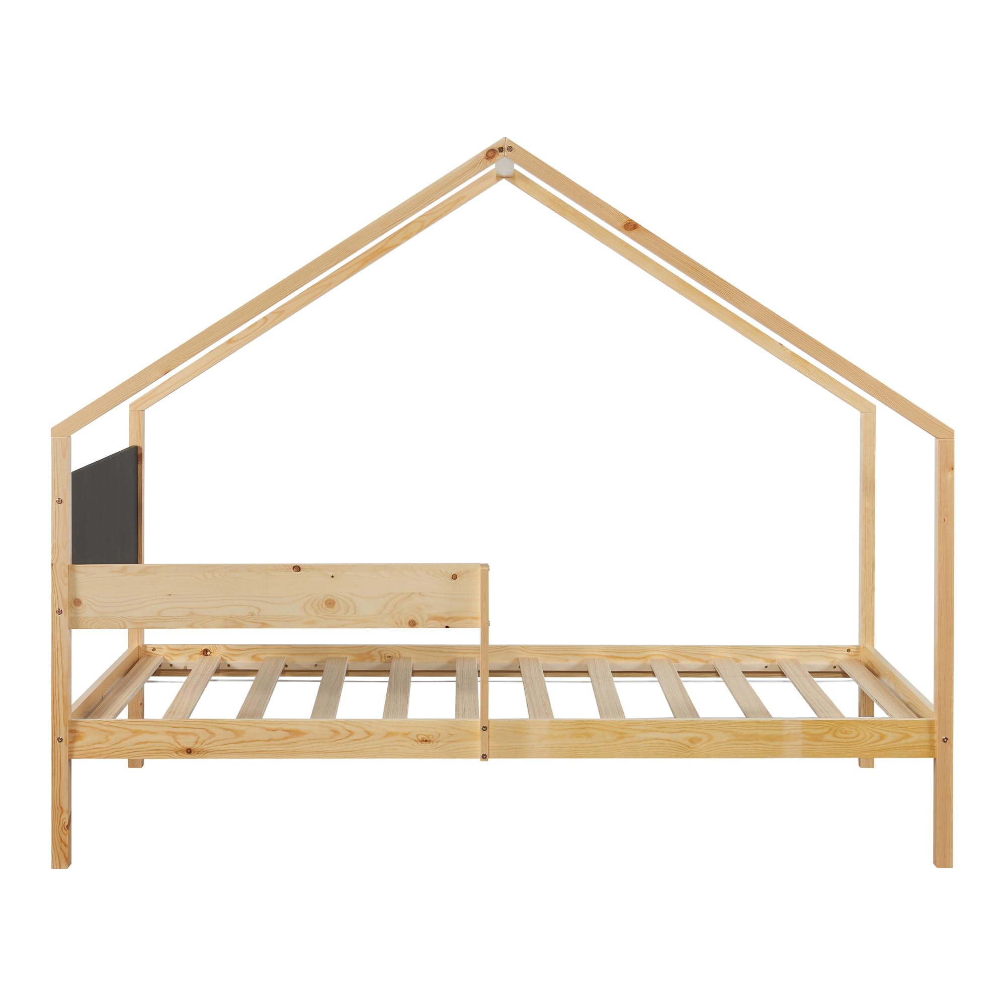 [en.casa] Letto Casetta Doppio Posto per Cameretta Bambini con Secondo Letto Estraibile Posti Letto a 90 x 200 cm Struttura in Legno di Pino Naturale