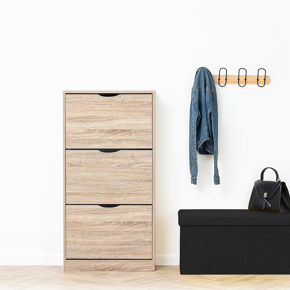 5 five simply smart Stojak na buty z 3 szufladami z efektem naturalnego dębu, drewno, cm