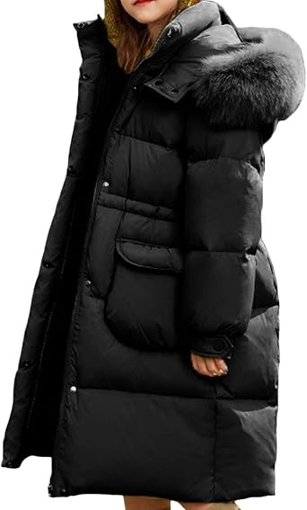 Winter Coats for Girls Long Quilted Puffer Jacket Heavyweight Zip up Hoodie Faux Fur Outwear Windproof down Coat