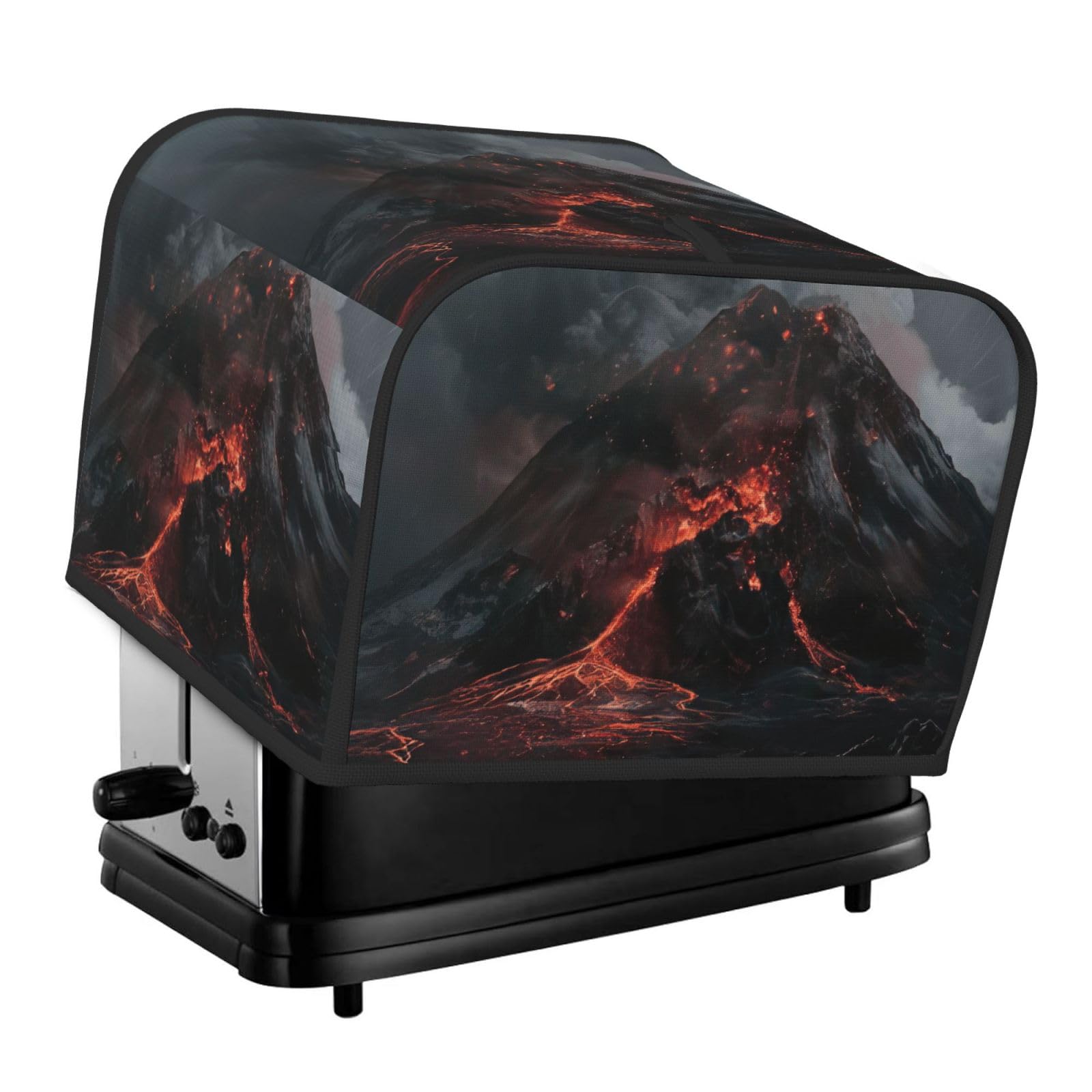 Volcano Print 4-Slice Toaster Cover Dustproof Waterproof Kitchen Appliance Protector For Bread