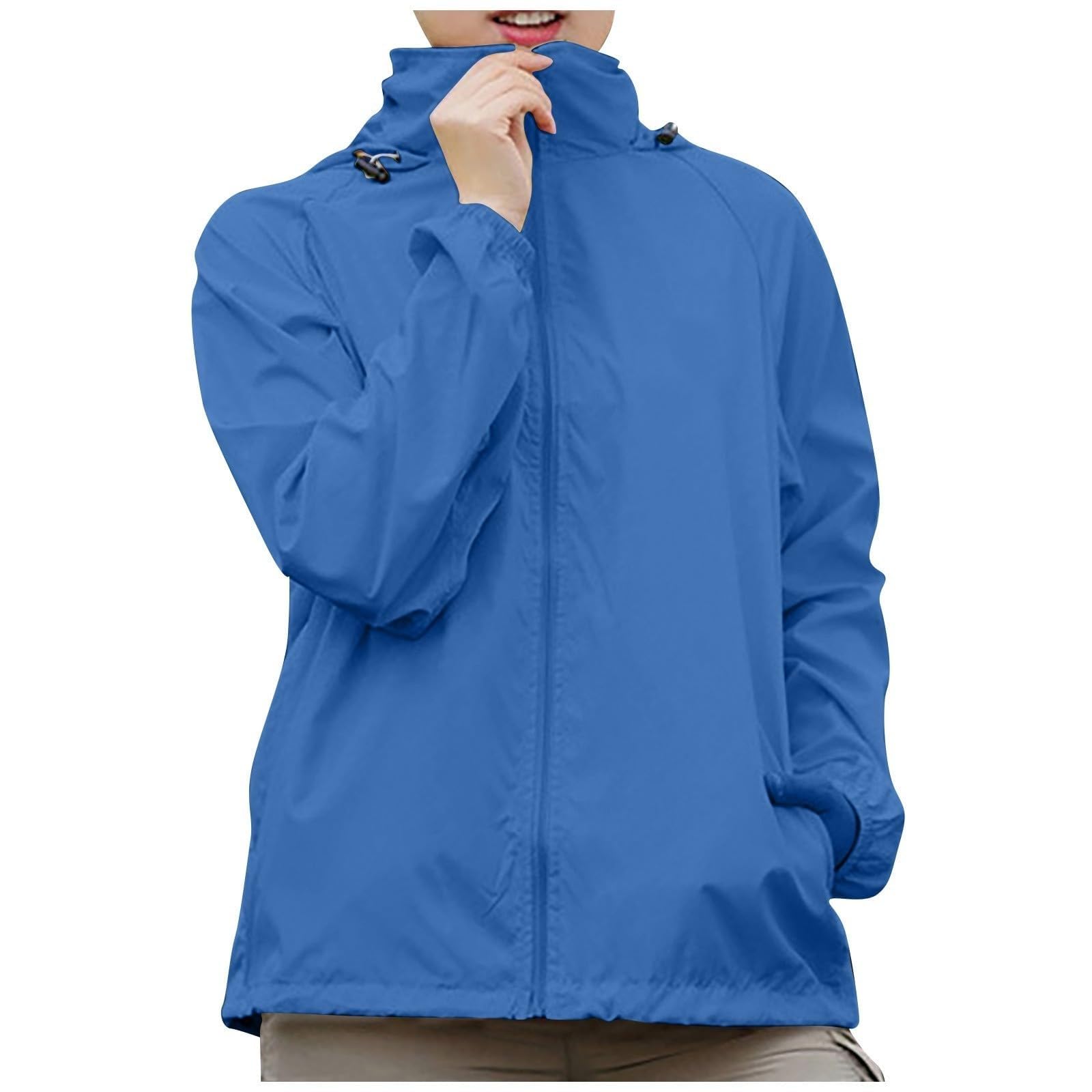 Packable Raincoat Plus Size Womens Rain Jacket With Hood Rain