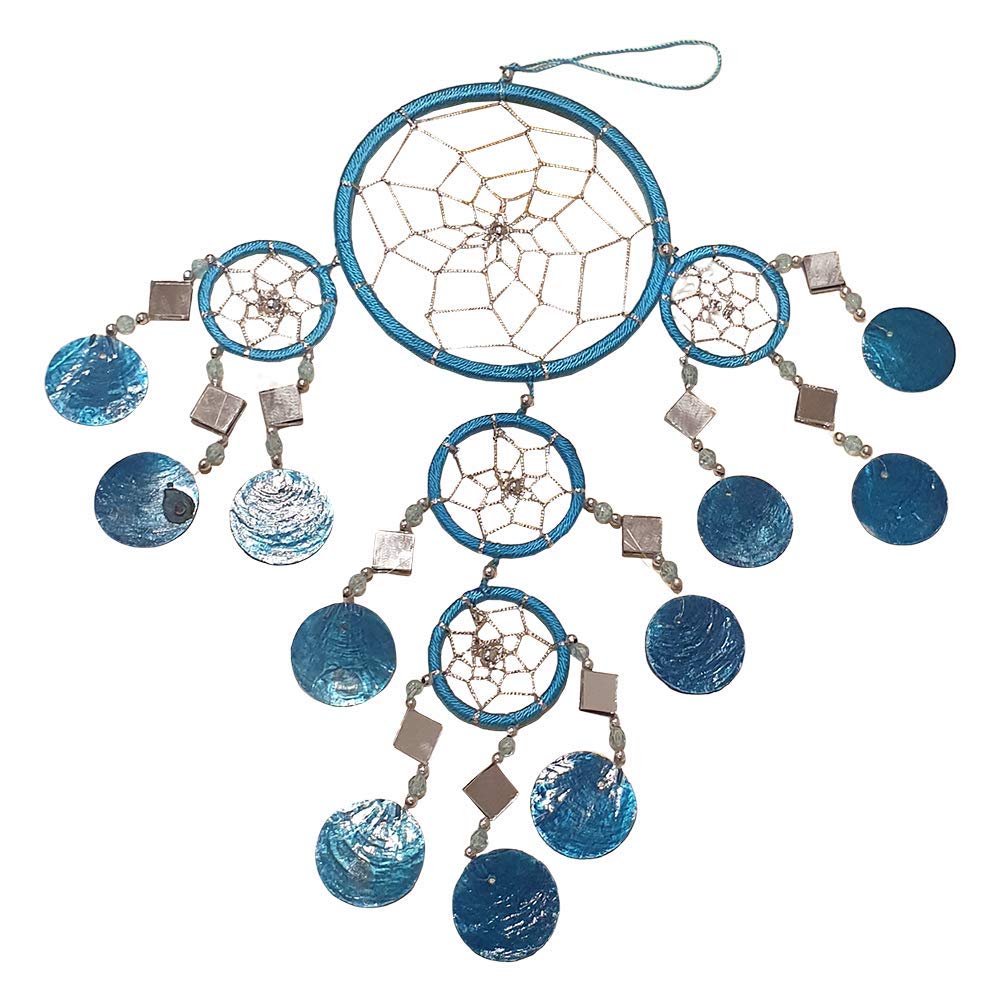 VIE Naturals Capiz Dream Catcher, 12cm, Blue