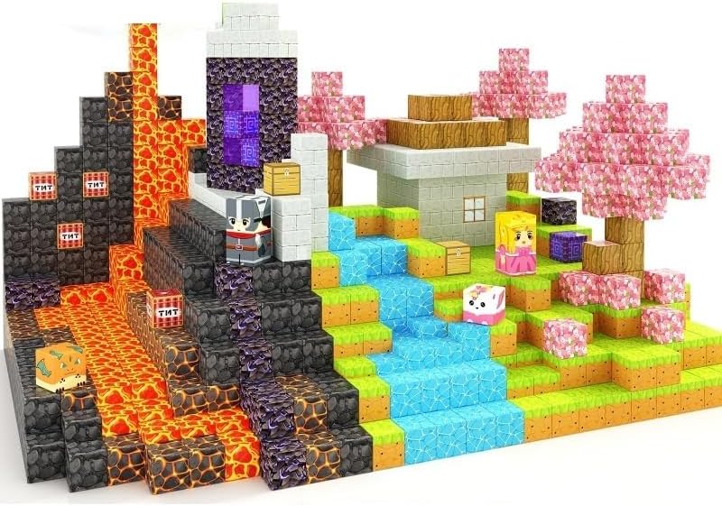 Manyetik Yapı Küpleri, Magic Portal Set, 100 Parçalı, Çocuklar için, 2 cm Küp Boyutu, Pürüzsüz Kenarlı