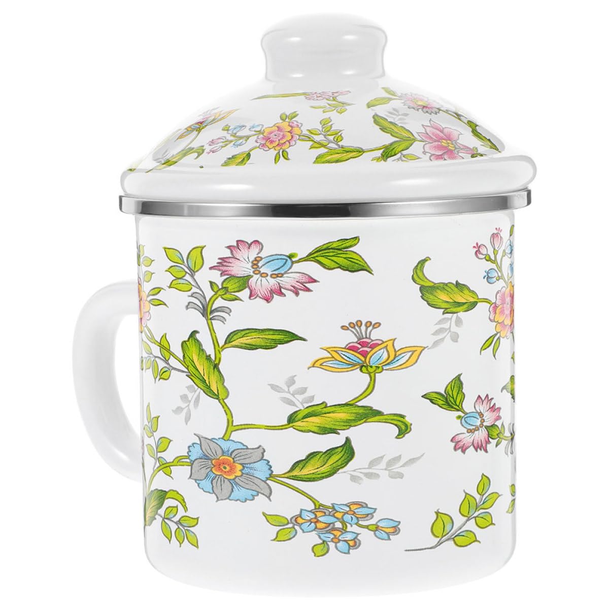 Traditioneller Emaille Trinkbecher 1250ml aus Emaille für Alltag | Anti Rutsch Griff, Anti Scalding Ausführung, Schöner Stil und Verarbeitung