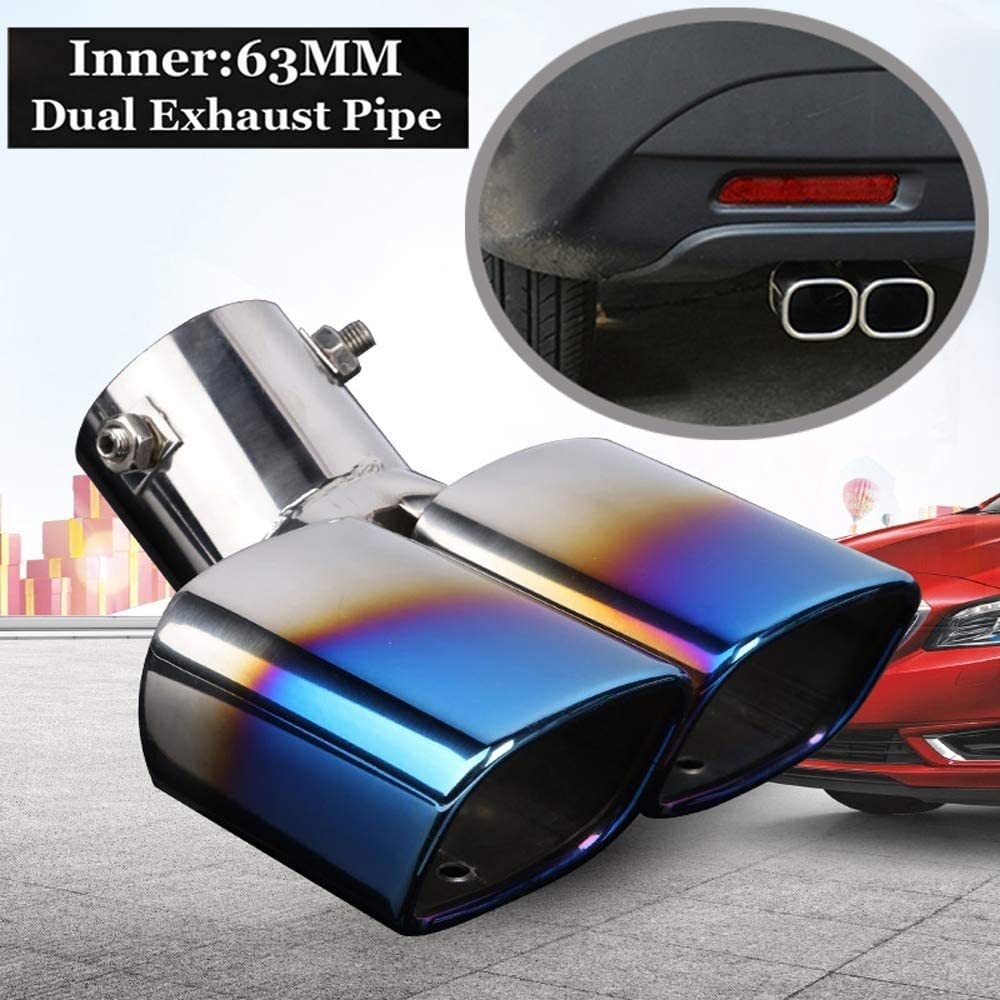 Tubo Scarico Auto Auto Tailpipe 1 Pz Universal Blue Tacco In Acciaio Inox Tubo In Chrome ExhaustrePlacement Silenzio Punta Posteriore Suggerimento Accessorio