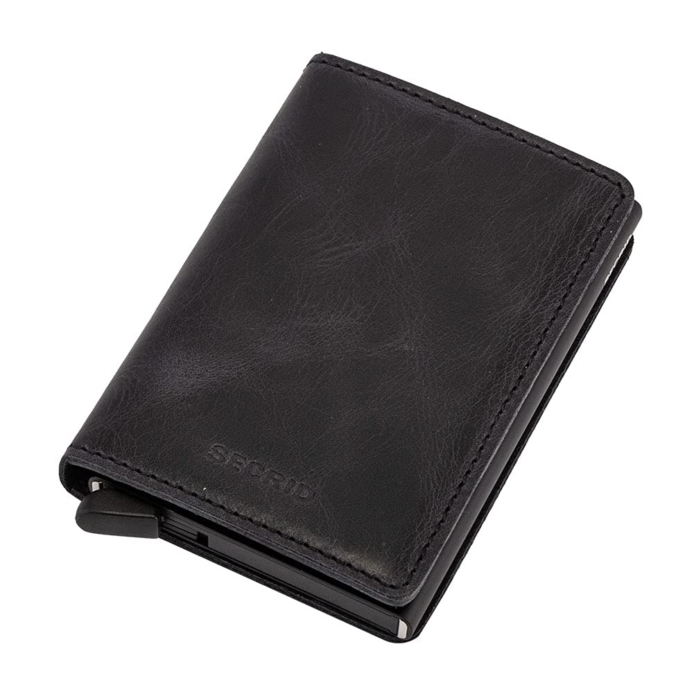 Photo 1 of SECRID - Slim wallet Genuine Original Leather WithRFID Safe Card Case for max 12 cards (Vintage Black)