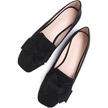 SAILING LU Womens Faux Suede Square Toe Ballet Flats