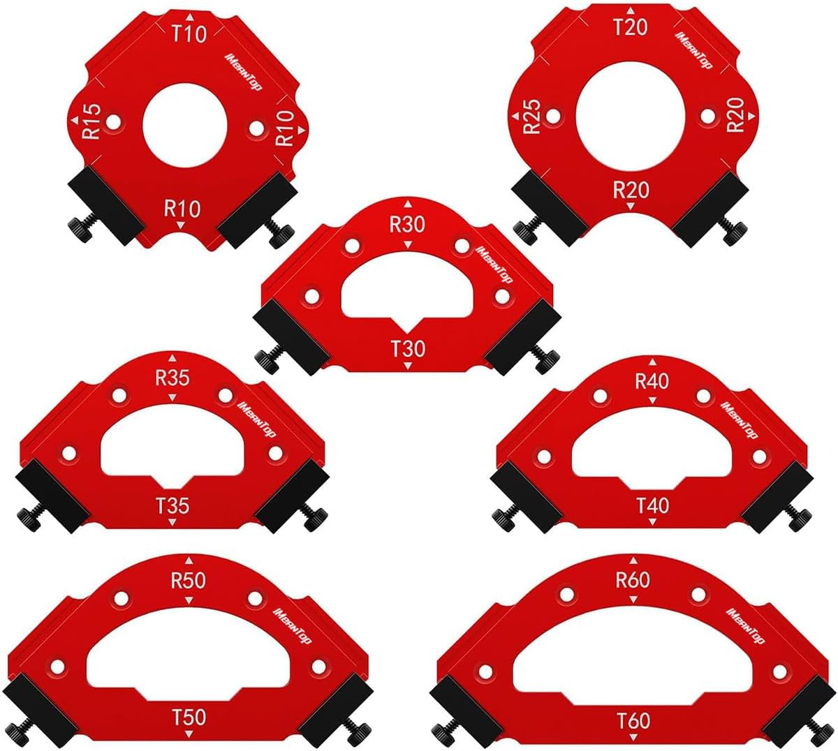 Router Corner Radius Template Router Radius Jig Router Corner Jig Aluminum Alloy Corner Routing Guide Set R10 R15 R20 R25 R30 R35 R40 R50 R60 T10 T20 T30 T35 T40 T50 T60 Use with Router Table