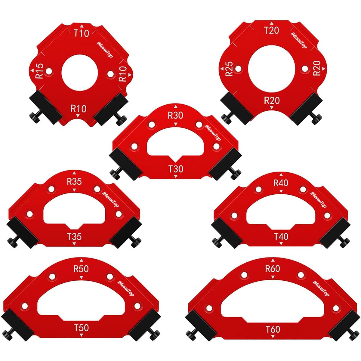 IMeanTop Router Corner Radius Template Router Radius Jig Router Corner Jig Aluminum Alloy Corner Routing Guide Set R10 R15 R20 R25 R30 R35 R40 R50 R60