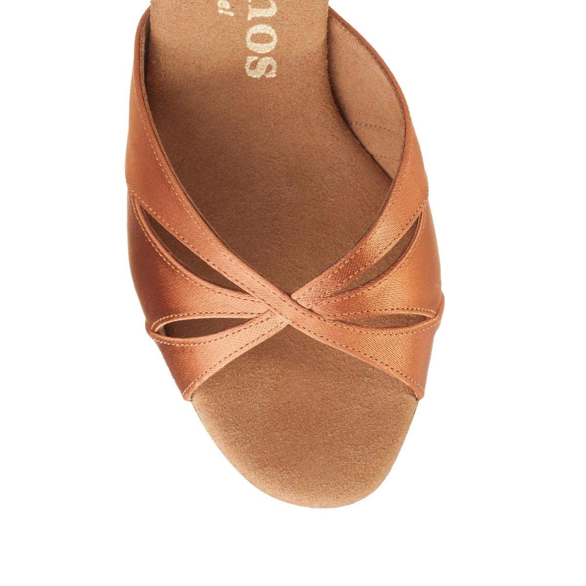 Rummos Damen Tanzschuhe R385 - Satin Dark Tan - Medium (Normal) - 7 cm Flare Absatz - Made in Portugal