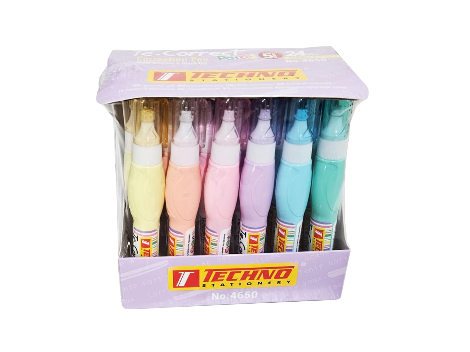TECHNO Correction Pen Multi purposse & Quick Dry Pastel (24 Pcs x 7ml) Guarantee 5 years