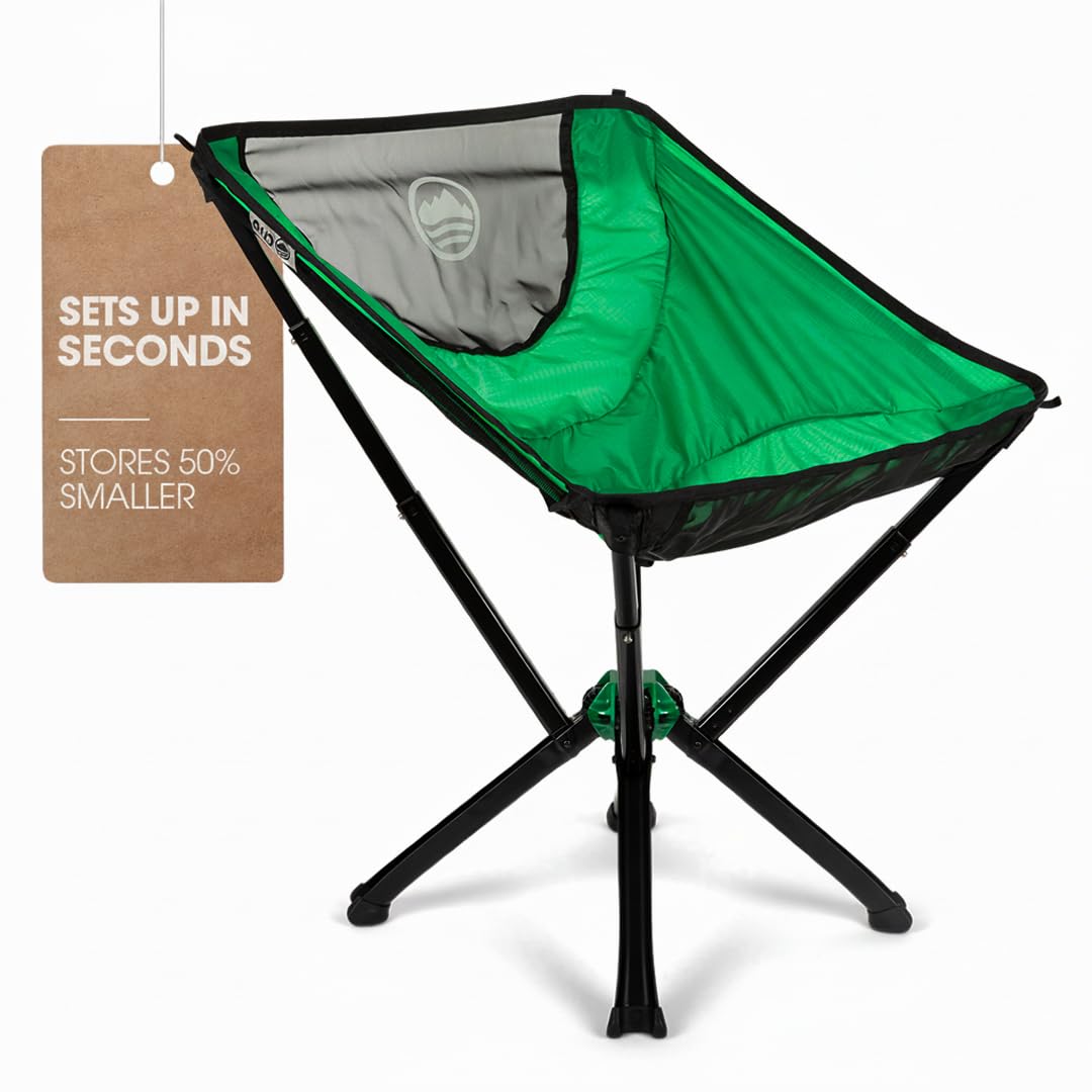 CLIQ Portable Chair Version 1.0 - Lightweight Folding Chair for Camping - Supports 300 Lbs - Perfect for Outdoor Adventures - Moss