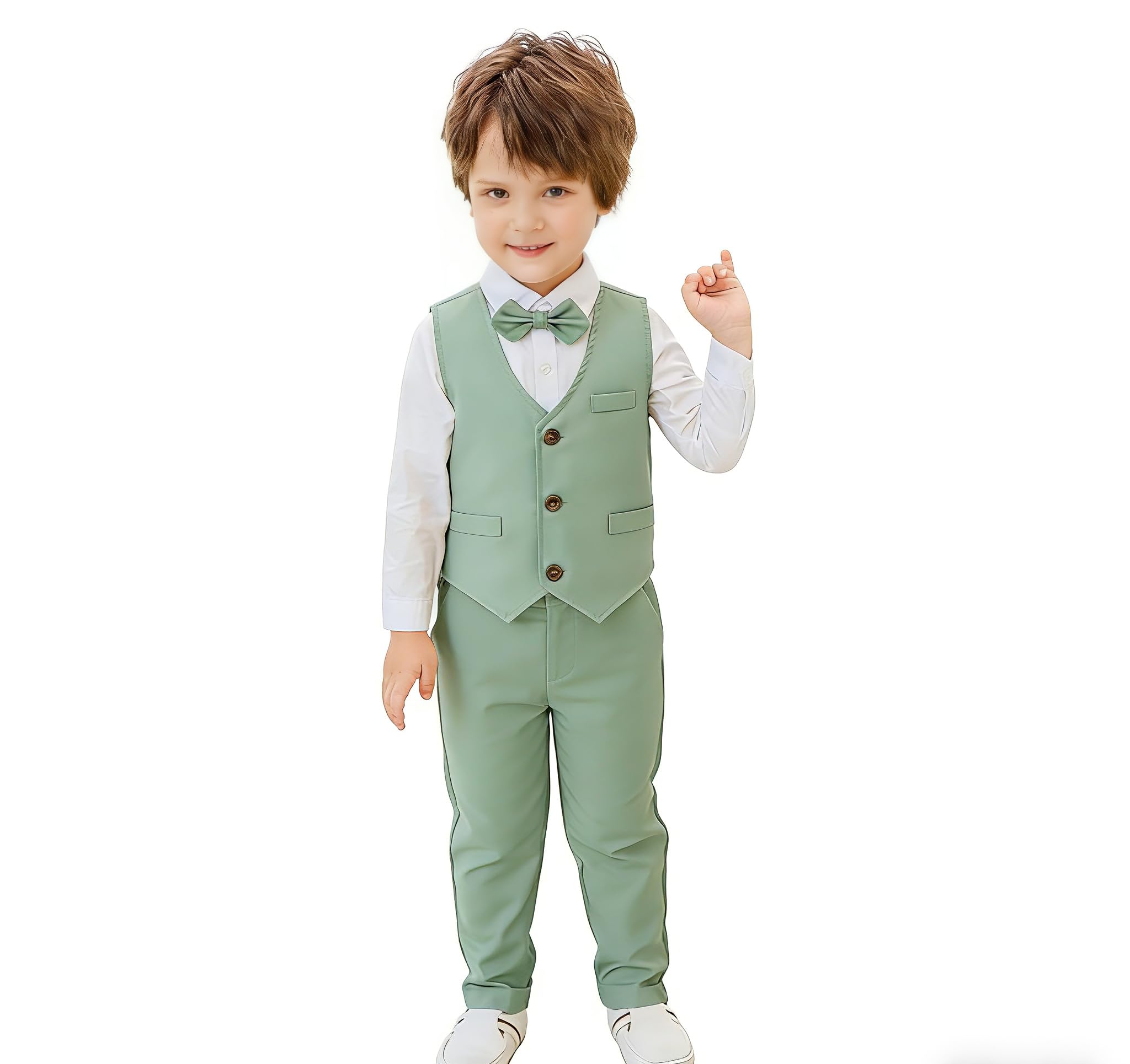 Baby Boys' 4-Piece Vest Set with Dress Shirt, Vest, Pants, and Tie