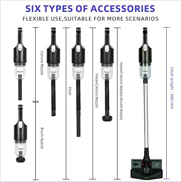 Cordless Stick Vacuum Cleaner and Mop All in One, 18000Pa Suction Cordless Wet Dry Vacuum Cleaner with Water Tank, Household Upright Vacuum Cleaner and Mop Combo for Hard Floor Pet Hairs (Black)