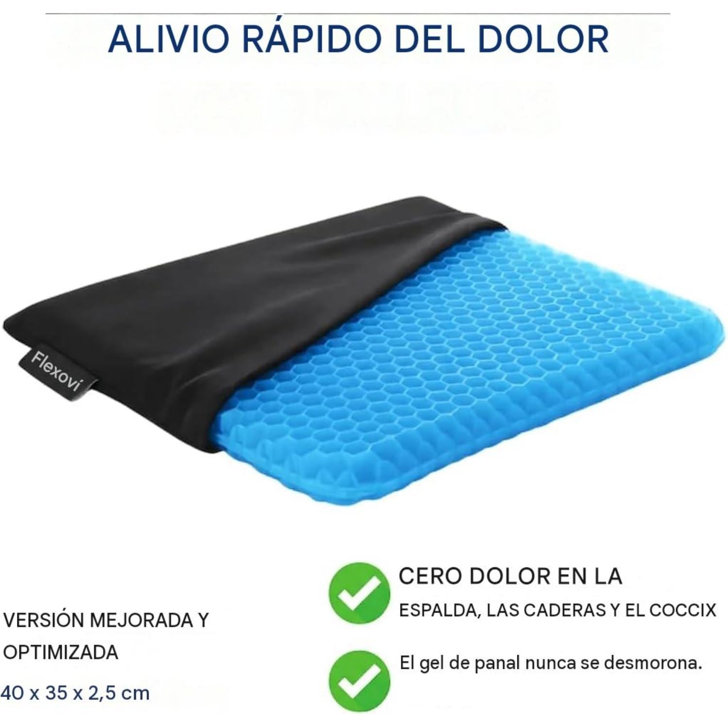 Cojín De Gel - Assiva Cojín Ortopédico En Forma De Panal, Anti-escaras, Transpirable, Ergonómico, Funda Extraíble Lavable, Antideslizante, Para Oficina, Coche Y Silla De Ruedas. (40*35*2.5CM)