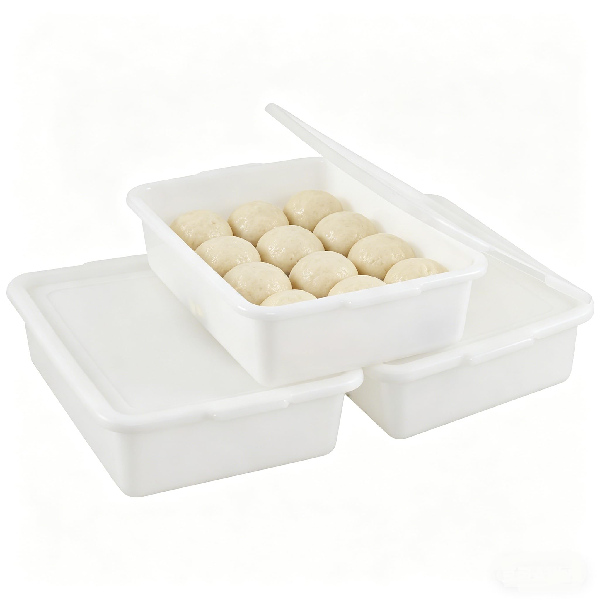 Confezione da 3 scatole per la lievitazione dell'impasto della pizza, vassoio commerciale per fermentazione dell'impasto da 13 l, impilabile, in plastica, per uso domestico e pizzeria (3