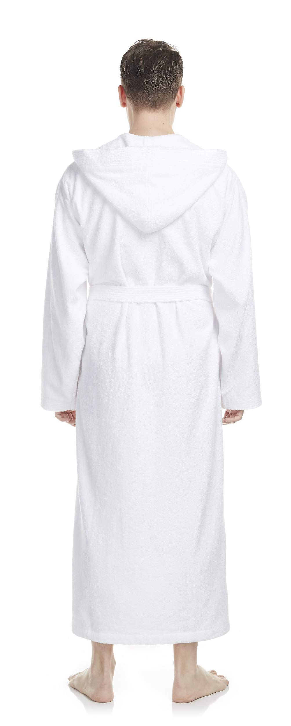 Arus Peignoir de bain pour hommes avec capuchon | longueur mollet ou cheville | tissu éponge100% coton certifié OEKO-TEX