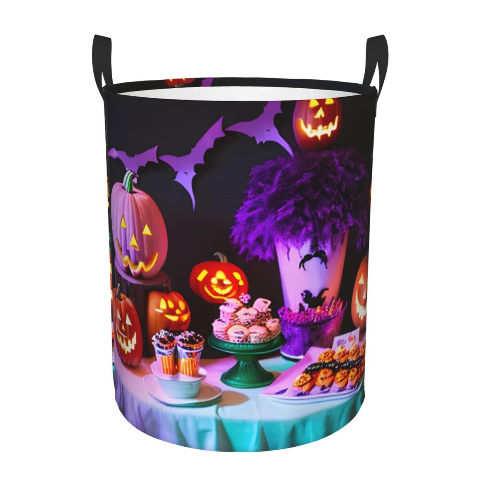 M Collapsible Round halloween carnival party Print Laundry Hamper