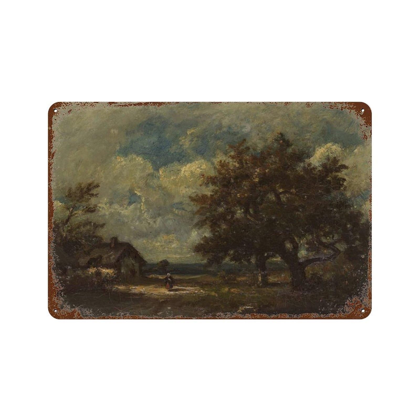 xiaoxiaoshen Moody Country Landscape Painting Wall Decor Art Metal Tin Poster Modern Home Decor Art Home Bar Shop Decorations Vintage Sign 20x30cm