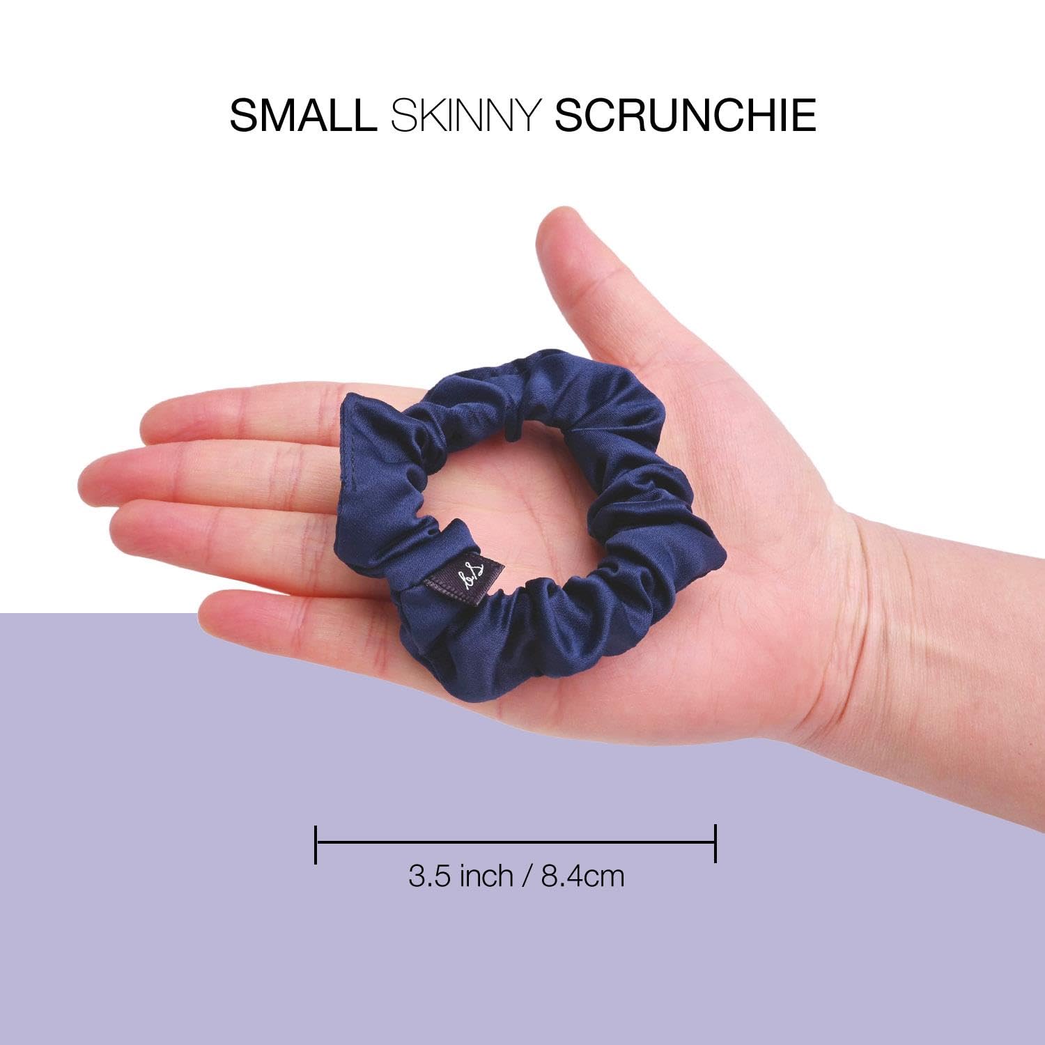 Basic Sense Skinny Satin Hair Scrunchies for Fine Hair Snag-Free, Strong Hold, A set of 6pcs, Navy, 1 count (Pack of 6) - Image 4