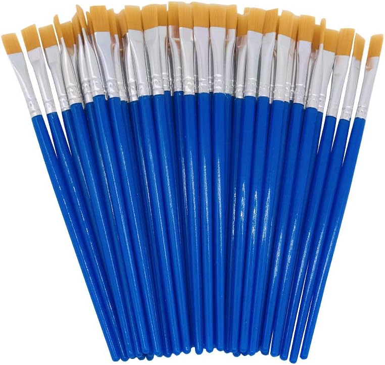 Children's Art Paintbrushes, Little Painting Brushes with 13.5cm,Art Painting for Children, Small Brushes for School and Kids Blue (50 Pieces 13.5cm Flat Tips) : Toys & Games
