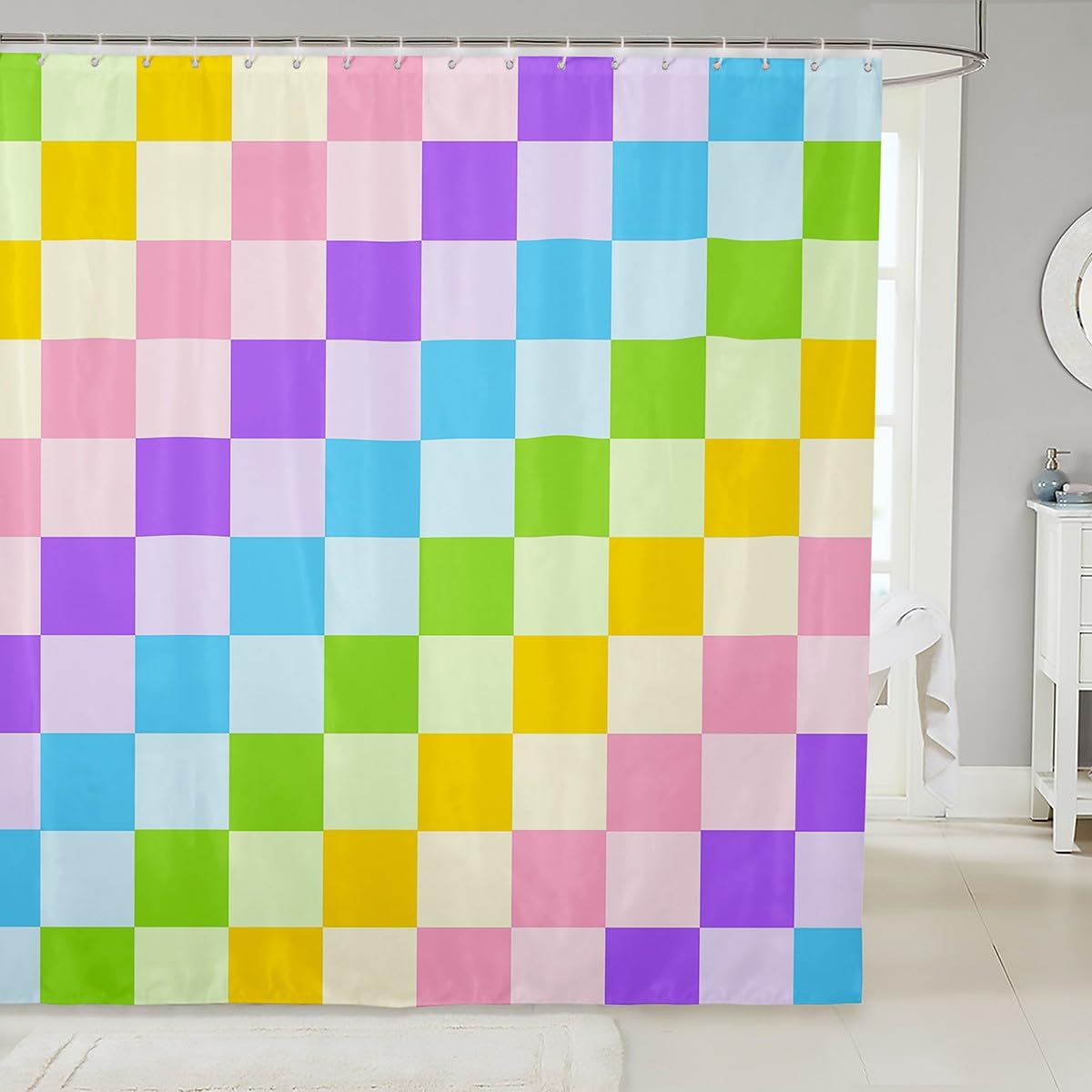Rideaux de douche géométriques pour enfants Manfei imperméables colorés