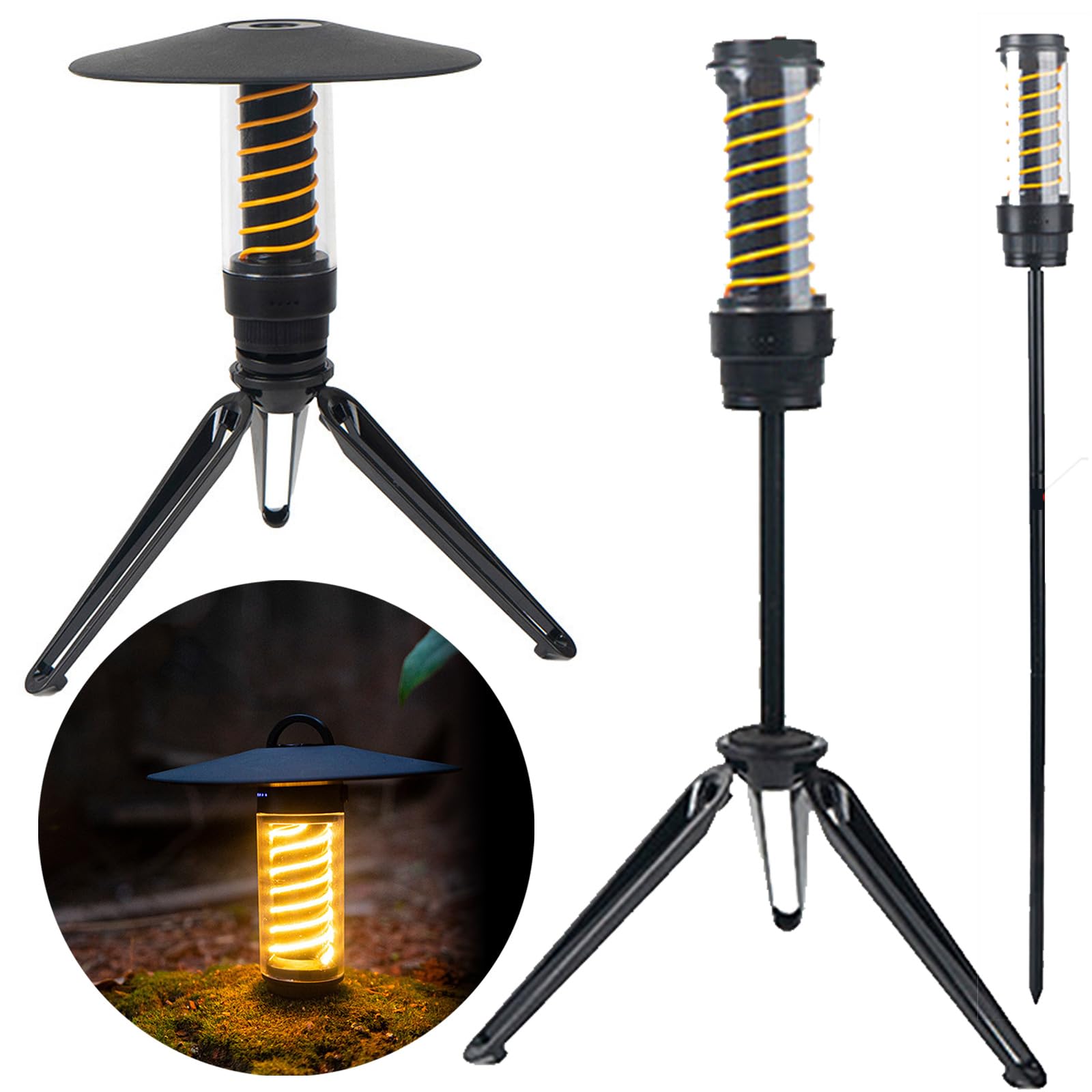Amazon.co.jp: LEDキャンプランタン 三脚セット 屋外 ブラック