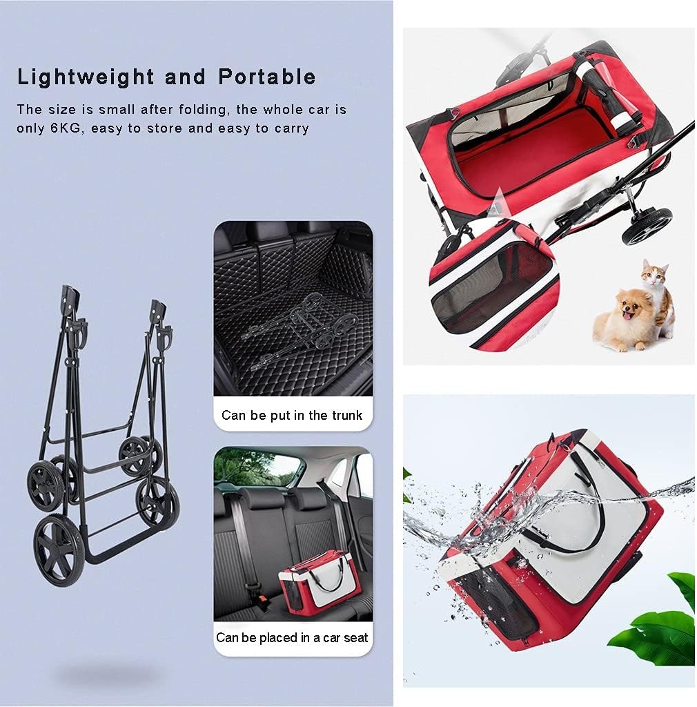 Passeggino per 2 cani di piccola taglia Gatti Cuccioli e gattini, passeggini per cani di piccola taglia Passeggino pieghevole Passeggino traspirante Passeggino per gatti, cani e altro(Beige)