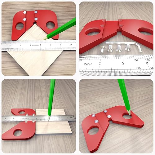 Miniatura 5 de Herramienta de medición de escrito central, buscador central de aleación de aluminio, calibre de línea de carpintería, regla de carpintero de