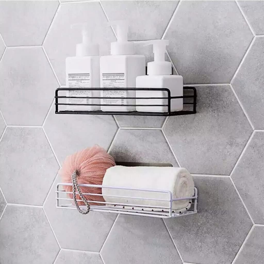 JSEIAJB Home Bathroom Wrought Iron Rack Without Bathroom Shower Gel Storage Racks Kitchen Wall-Mounted Storage Rack(D)