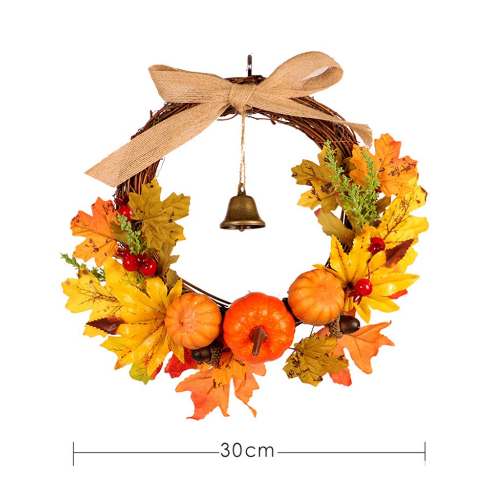 Homoyoyo Ghirlande Autunnali Artificiali 12 Pollici/ 30 Cm Rattan Maple Leaf Leaf Fall Pumpkin Raccolta Raccolta per La Porta D' ingresso Halloween Ringraziamento Del di Natale