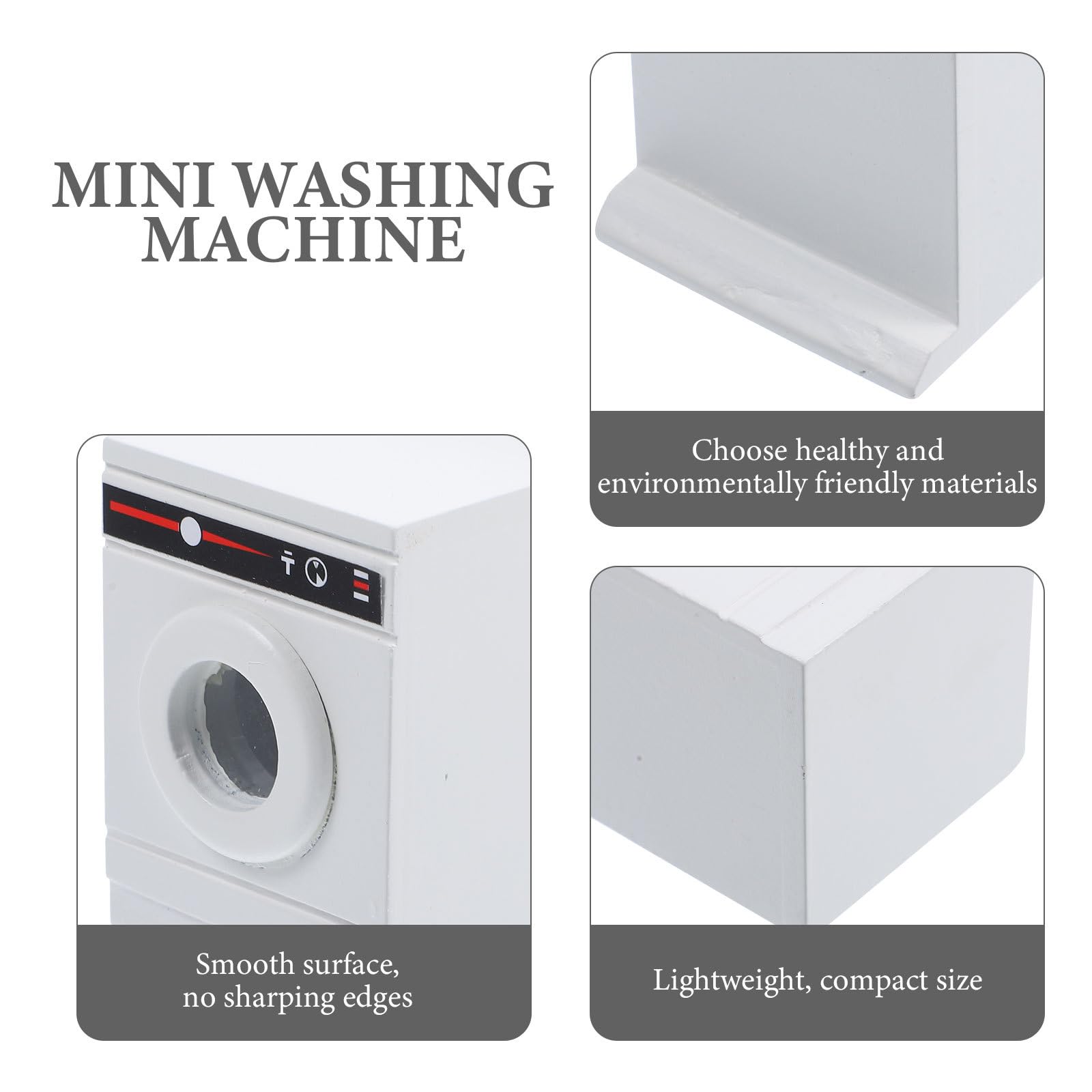 Odoria 1:12 Miniature Front Load Washer - White Wooden Dollhouse Accessory For Laundry Room Decor - View #2