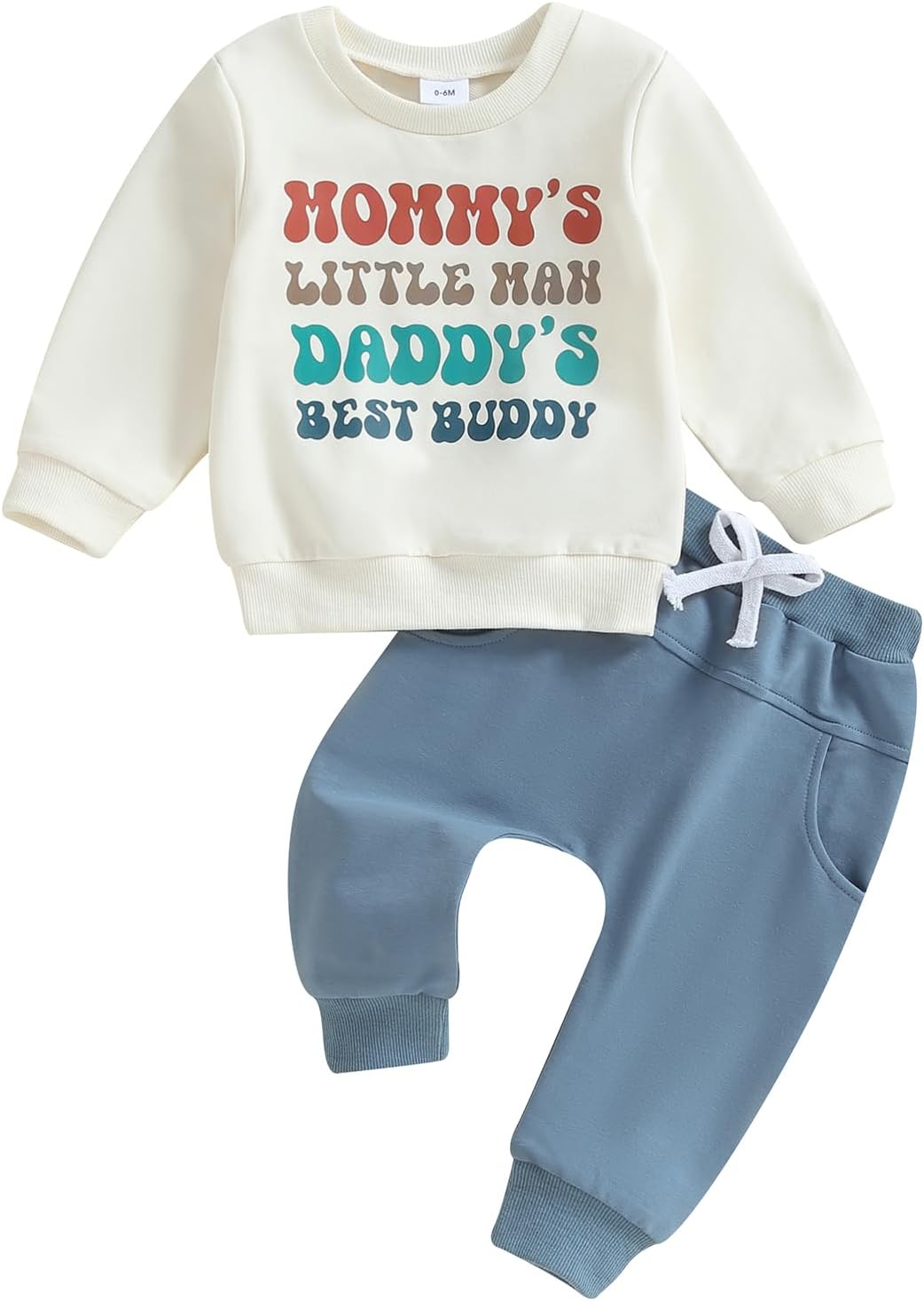 Toddler Baby Boy Fall Winter Clothes Set Mamas Little Boy Outfit Letter Print Long Sleeve Sweatshirt Jogger Pants 2pcs Newborn Spring Outfit
