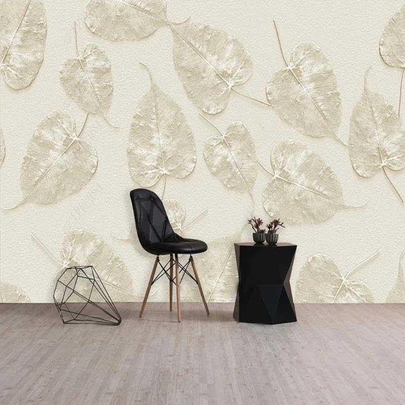 Papier peint mural feuille blanche 3D revêtement PVC autocollant salon chambre