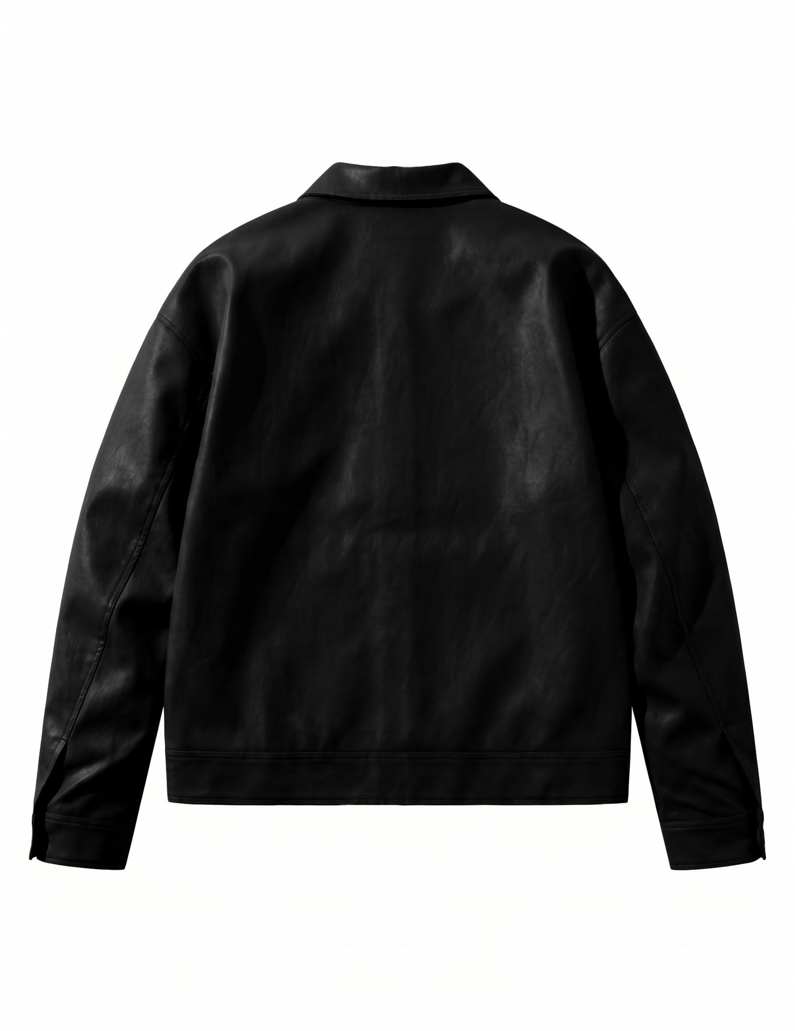 JMIERR Herren Lederjacke 2026 Casual Zip Leder Jacke Loose Fit Mantel