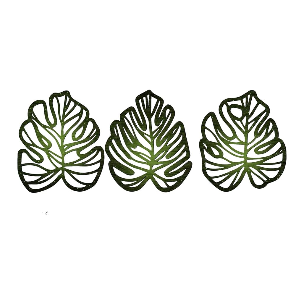Hndhbfgrt Palm Leaves Wood Wall Decor, 3Pcs Tropical Wall Art Jungle Decor, Wooden Natural Leaves Plant Wall Decor