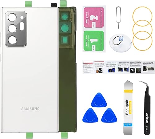 Miniatura 8 de Phoupair Reemplazo de cristal trasero OEM para Samsung Galaxy Note 20 Ultra 5G con kit de herramientas de reparación profesional (negro místico)