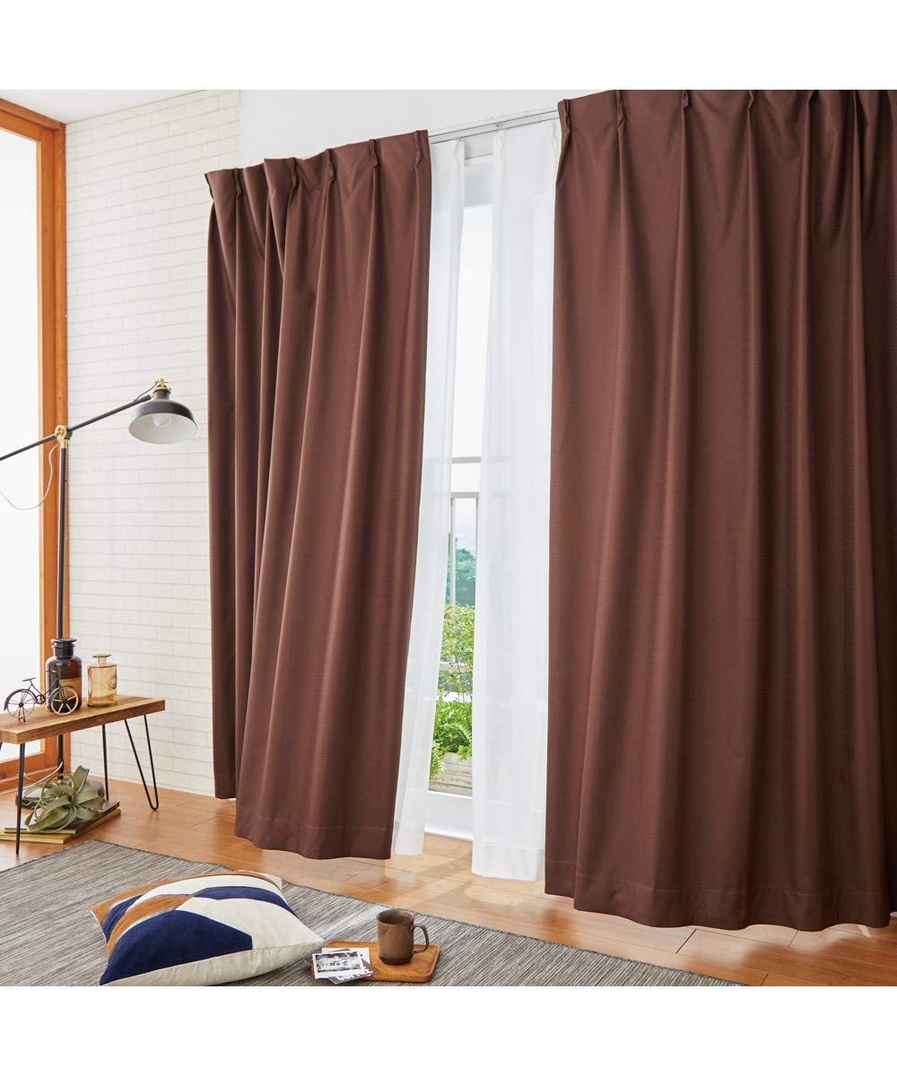 カーテン　遮光1級　遮音　ダークブラウン　幅100cm×高さ210cm 楽天市場】1Color カーテン 茶色系：ダークブラウン 幅 100cm