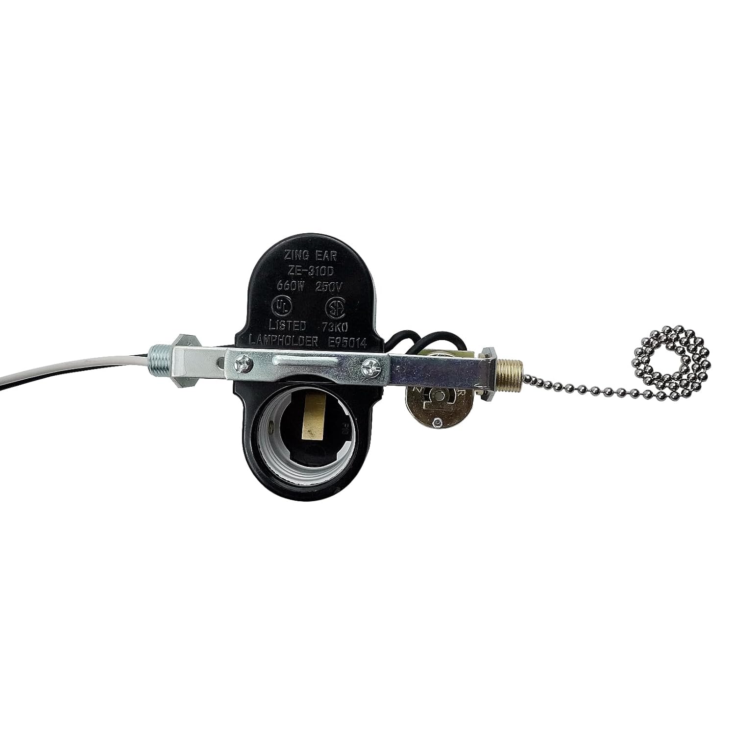 ZE-310D Ceiling Fan 2 Light Socket Switch Zing Ear ZE-109M Socket Pull Chain Switch for Ceiling Fan for Lamp Light Lamp Holder E95014